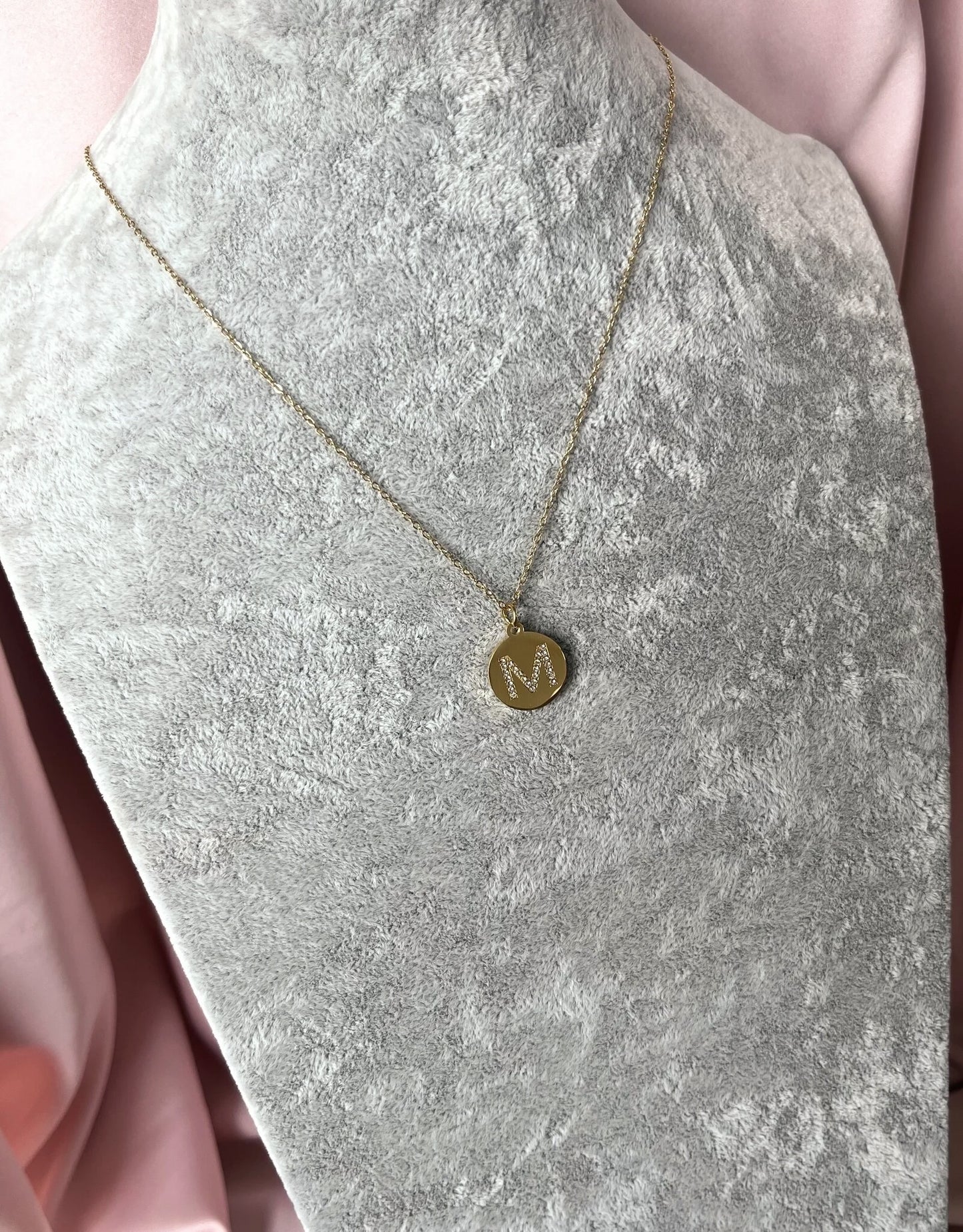 DIAMOND INITIAL COIN NECKLACE